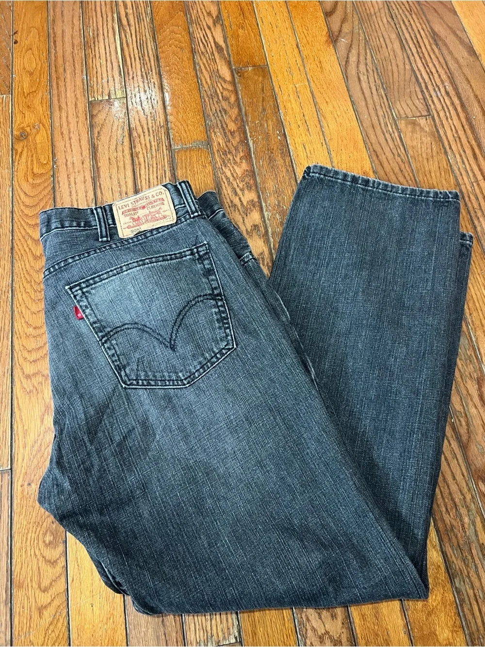 Levi's Men's Black Washed 505 Relaxed Jeans 38x30
